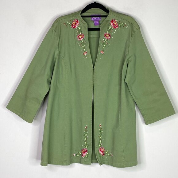 Suzanne Somers Collection Y2K Embroidered Blazer Cardigan Women's Size Large - Picture 1 of 9
